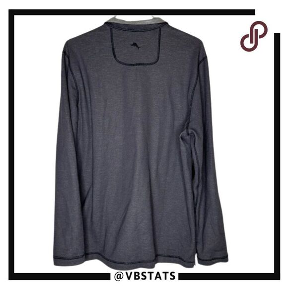Tommy Bahama Reversible Gray / Charcoal Long Sleeve Zip Top in Size Large Tall - Picture 4 of 7